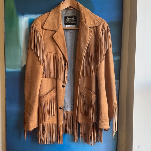 Jackets & Blazers - Vintage Women's Tan Suede Fringe Leather Jacket